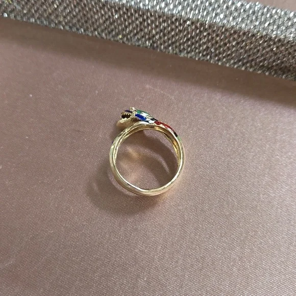 Vintage 14k Gold Enamel Serpent Wrap Coil Ring - Picture 10 of 15
